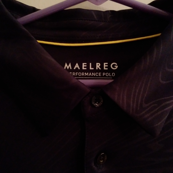 MAelreg performance polo Long sleeve XL Dark blue swirl pattern yellow t… - Picture 3 of 15